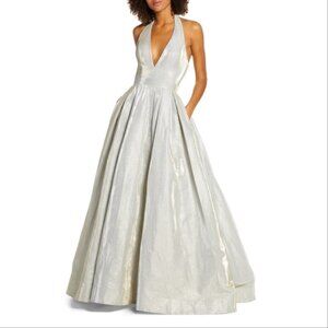 Mac Duggal Leena 25939 Halter V-Neck Shimmer Ballgown